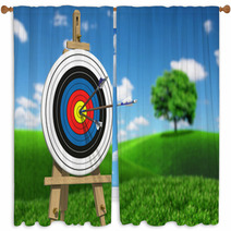 Three Arrows On An Archery Target Window Curtains 43386160