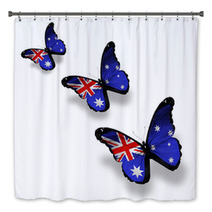 Three Australian Flag Butterflies Isolated On White Bath Decor 40363108