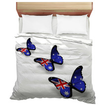Three Australian Flag Butterflies Isolated On White Bedding 40363108