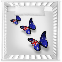 Three Australian Flag Butterflies Isolated On White Nursery Decor 40363108