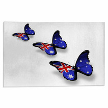 Three Australian Flag Butterflies Isolated On White Rugs 40363108