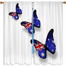 Three Australian Flag Butterflies Isolated On White Window Curtains 40363108