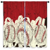 Three Baseballs Window Curtains 78736943