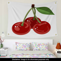 Three Cherries. Vector Illustration. Wall Art 48216190