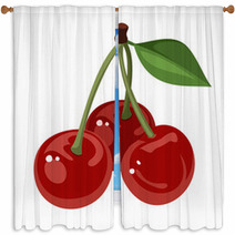 Three Cherries. Vector Illustration. Window Curtains 48216190