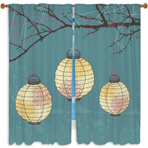 Three Paper Lanterns Window Curtains 58629759