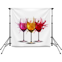 Three Wine Glasses With Splashes Backdrops 59351643