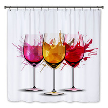 Three Wine Glasses With Splashes Bath Decor 59351643