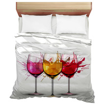 Three Wine Glasses With Splashes Bedding 59351643