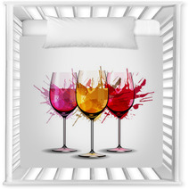 Three Wine Glasses With Splashes Nursery Decor 59351643