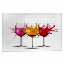 Three Wine Glasses With Splashes Rugs 59351643
