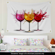 Three Wine Glasses With Splashes Wall Art 59351643