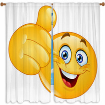 Thumb Up Yellow Cartoon Emoji Window Curtains 47002791