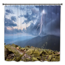 Thunderstorm With Lightening And Dramatic Clouds In Mountains Bath Decor 67188972