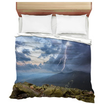 Thunderstorm With Lightening And Dramatic Clouds In Mountains Bedding 67188972