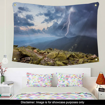 Thunderstorm With Lightening And Dramatic Clouds In Mountains Wall Art 67188972