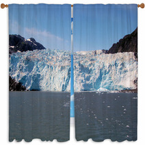 Tidewater Glacier In Kenai Fjord, Alaska Window Curtains 44292834