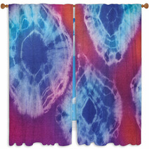 Tie And Dye In Blue, Orange And White Hues Window Curtains 43121859