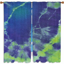 Tie And Dye In Blue, Purple & Green Hues Window Curtains 43121858