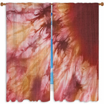 Tie And Dye In Orange And Red Hues Window Curtains 43124473