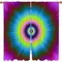 Tie-Dye In Blue Pink Yellow And Green Window Curtains 62398513