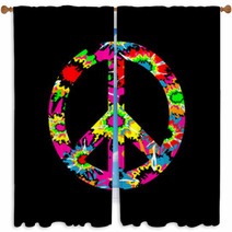 Tie Dye Peace Sign Window Curtains 29648507