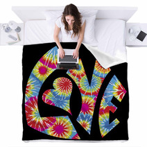 Tie Dyed Love Symbol Blankets 11615698