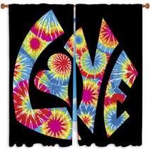 Tie Dyed Love Symbol Window Curtains 11615698