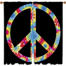 Tie Dyed Peace Symbol Window Curtains 10067928