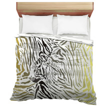 Tiger Camouflage Background With Head Bedding 59454010