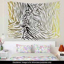 Tiger Camouflage Background With Head Wall Art 59454010