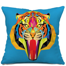 Tiger Head With Geometric Style Pillows 61606593