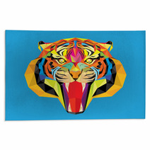 Tiger Head With Geometric Style Rugs 61606593