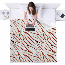 Tiger Wild Skin Fur Leather Seamless Pattern Background Blankets 60686171