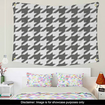 Tile Vector Houndstooth Brown And White Background Wall Art 65180881