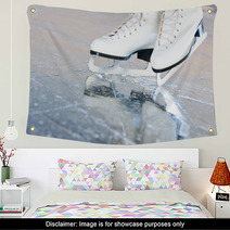 Tilted Natural Version Ice Skates With Reflection Wall Art 38904872