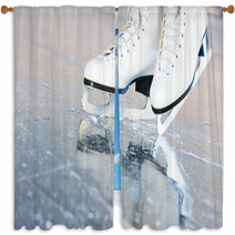 Tilted Natural Version Ice Skates With Reflection Window Curtains 38904872