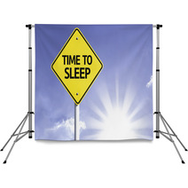 Time To Sleep Road Sign With Sun Background Backdrops 67627147