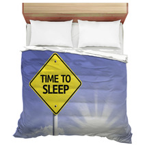 Time To Sleep Road Sign With Sun Background Bedding 67627147