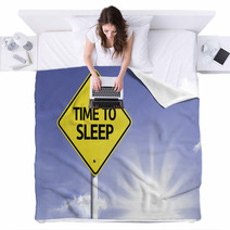 Time To Sleep Road Sign With Sun Background Blankets 67627147