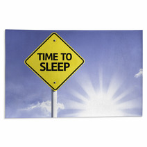Time To Sleep Road Sign With Sun Background Rugs 67627147