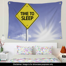 Time To Sleep Road Sign With Sun Background Wall Art 67627147