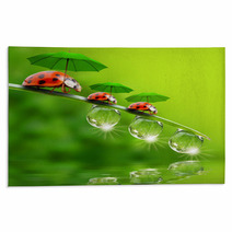 Tiny Little Ladybugs With Umbrellas Rugs 58361634