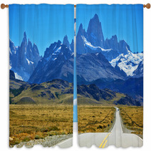 To Mountains Leads The Asphalt Road Window Curtains 62119528