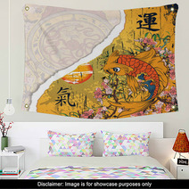 Torn Cardboard With Koi Fish Wall Art 41706620