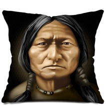 Toro Seduto Historical Tribe Leader Digital Art Pillows 28522719