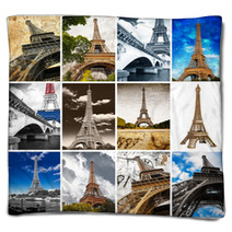 Tour Eiffel Collage Blankets 55811066