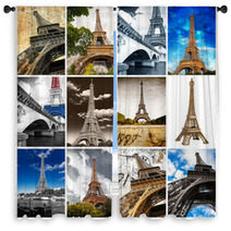 Tour Eiffel Collage Window Curtains 55811066