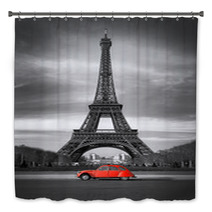 Tour Eiffel Et Voiture Rouge- Paris Bath Decor 28112133