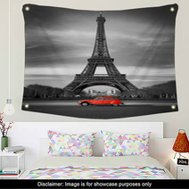 Tour Eiffel Et Voiture Rouge- Paris Wall Art 28112133